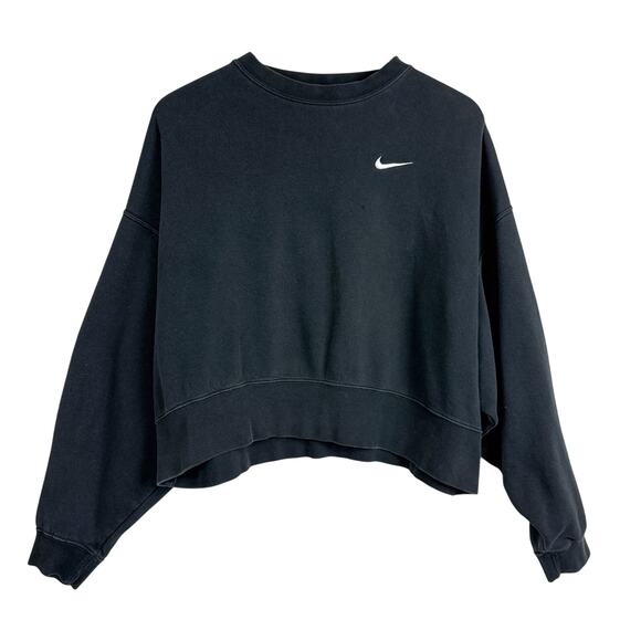 Nike Tops - Nike Essentials Crew Fleece Oversized Crop Sweatshirt Black - S
